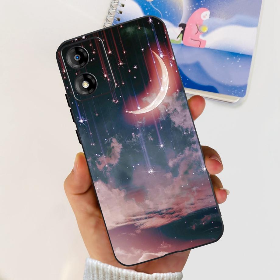 For Motorola Moto E13 Moto G13 Case Matte Black Liquid Silicone Soft Cover Lovely Cat Cartoon Jelly Capas For MotoE13 E 13 G 13