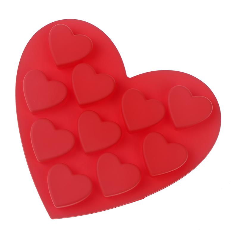 10-гнездная силиконовая форма в форме сердца, сделай сам ко Дню святого Валентина, форма для шоколадных конфет, помадки, желе, пудинга, десерта, выпечки