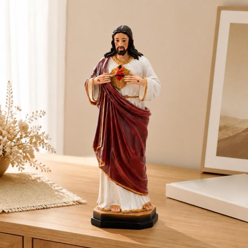 Heart of Jesuses Sculpture Resin Figurine Christian Statue Collectible Decoration for Home Church, Catholic Religious Gift