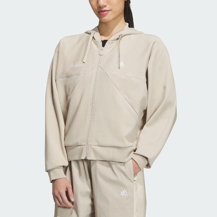 Adidas Rco Logo Hooded Sports Casual Jacket Women Jacket Light-Brown IP7094