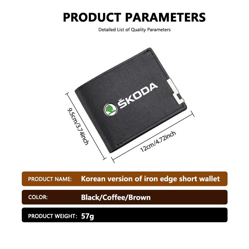 TTJJ2 Men Wallet ID Credit Card Holder License Bag Gift Accessories For Skoda S Kodiaq Octavia 2 3 Yeti Karoq Rapid Fabia VII VRS