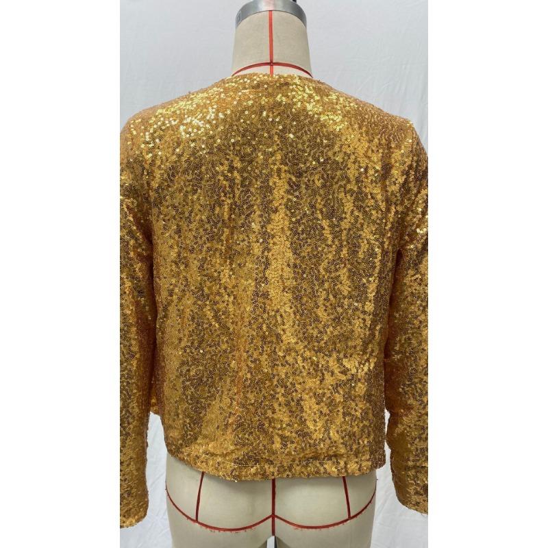 Women's Summer Colour Block Sequins Short Casual Jacket