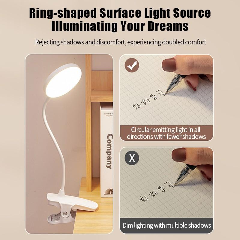 Защита глаз светодиодная настольная лампа с 3 режимами освещения перезаряжаемый ночник регулируемый светильник для чтения спальня зажимного типа для прикроватной тумбочки студенческого общежития