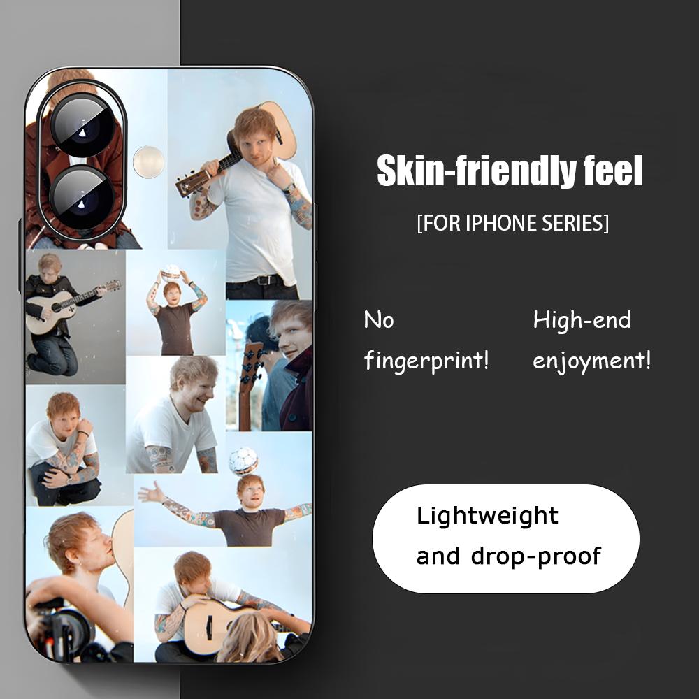 E-d Sheeran Singer Star Hot Phone Case For iPhone 17 16 15 14 13 12 11 X XR XS 8 Plus Mini Pro Max Soft black Shockproof Cover