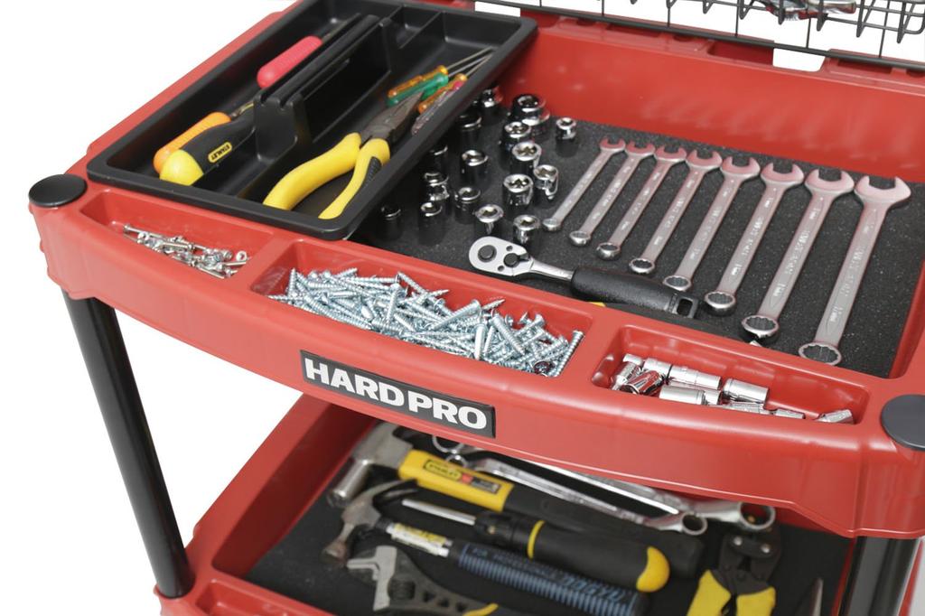 Iris Ohyama Tool Wagon Hard with Mesh Panel Red HDW-3M