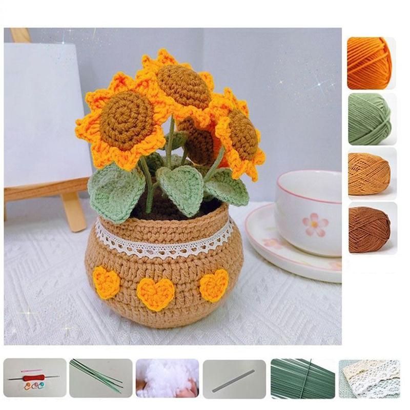 Tulip Flowerpot Flower/Sunflower Crochet Kit Crochet Starter Kit Handmade Crafts Lovers
