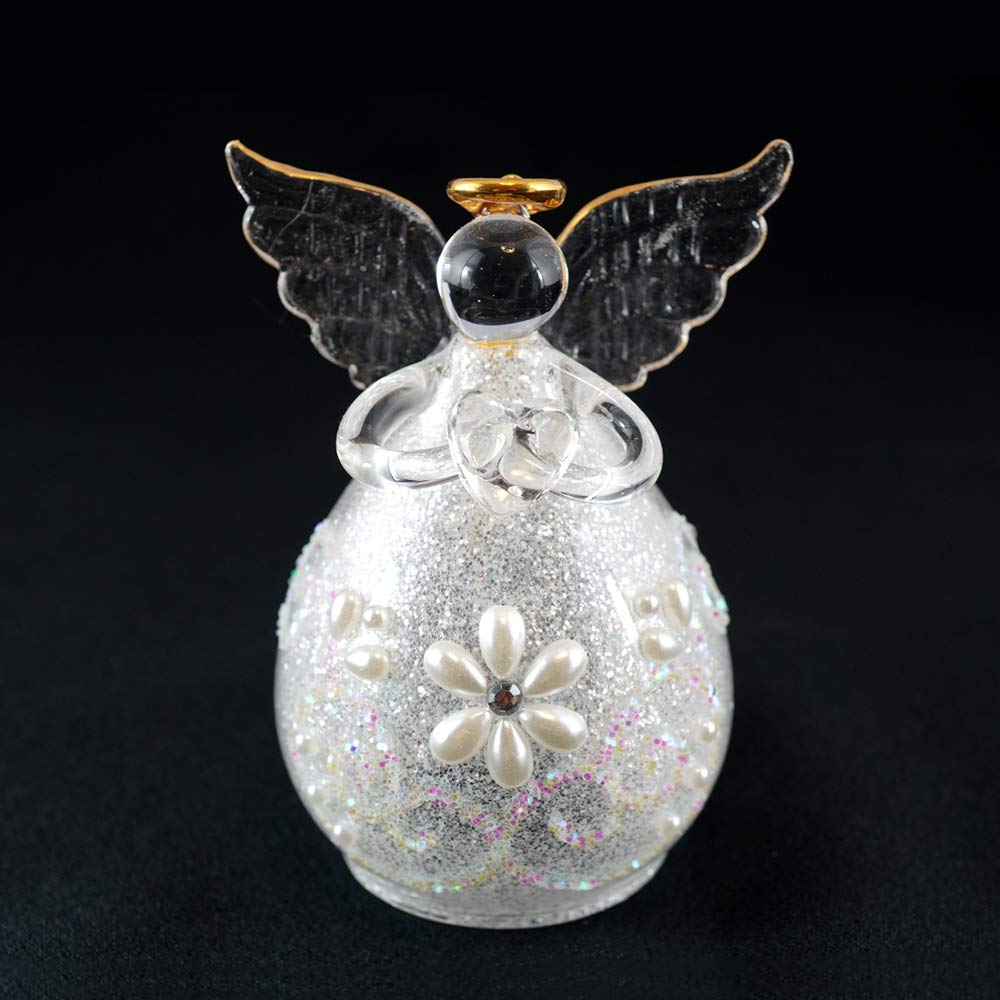 Fourcart Cute Handmade Glass Champagne Angel Bells, Silver, Set of 6