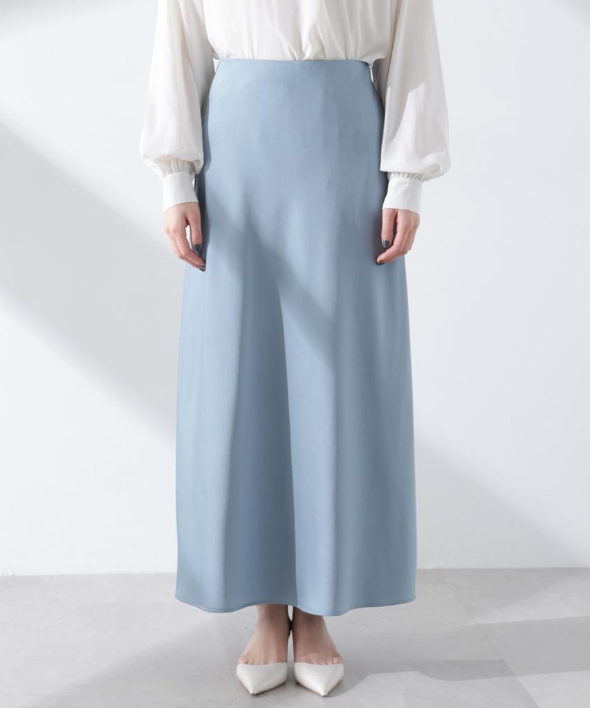 Nano Universe Satin Bias Long Narrow Size S Gray Skirt, Women's, (021), (669-5130312)