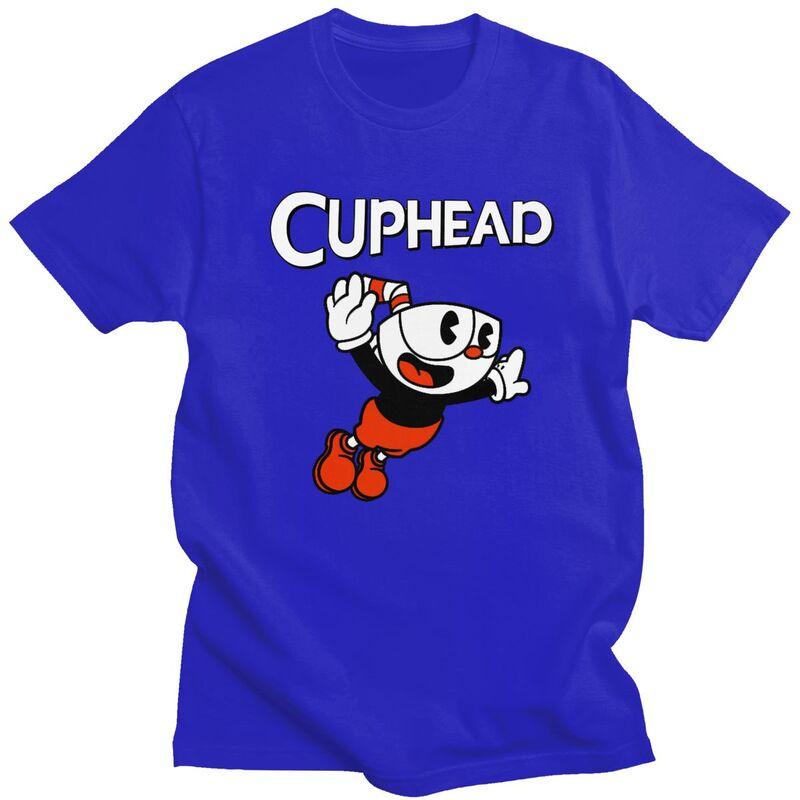 Custom Cuphead Tshirts for Unisex Short Sleeves T Shirt Fashion Cartoon Game T-shirt Loose Fit 100% Cotton Tees Gift Idea