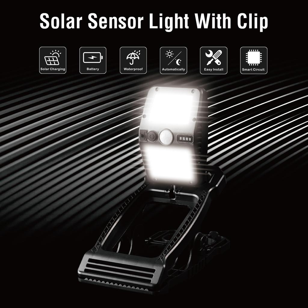 Camping Clamp Lights Solar Motion Sensor Lights Waterproof Outdoor Lights 360° Adjustable Lights Portable Safety Lights