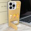 Летний чехол-книжка с мультяшным узором в клетку Star Yellow для iPhone 16 Pro Max, для девочек