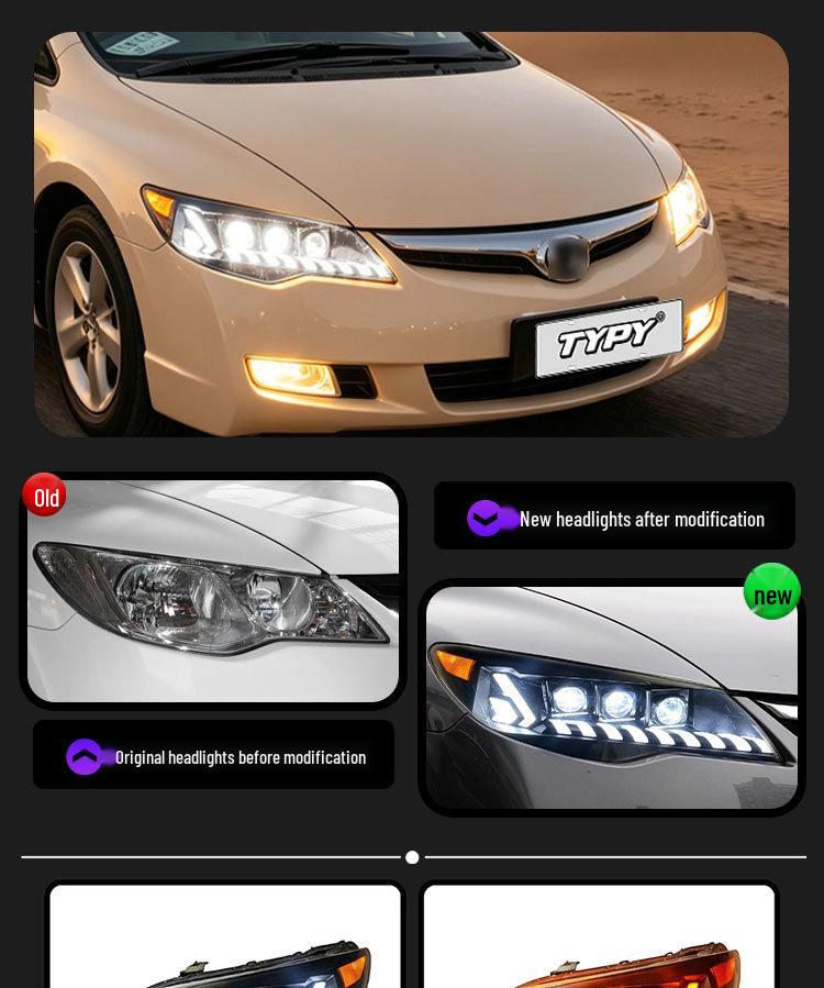 Светодиодные Проекторные Фары с Динамическими Поворотниками для 06-15 Honda Civic Si FD2