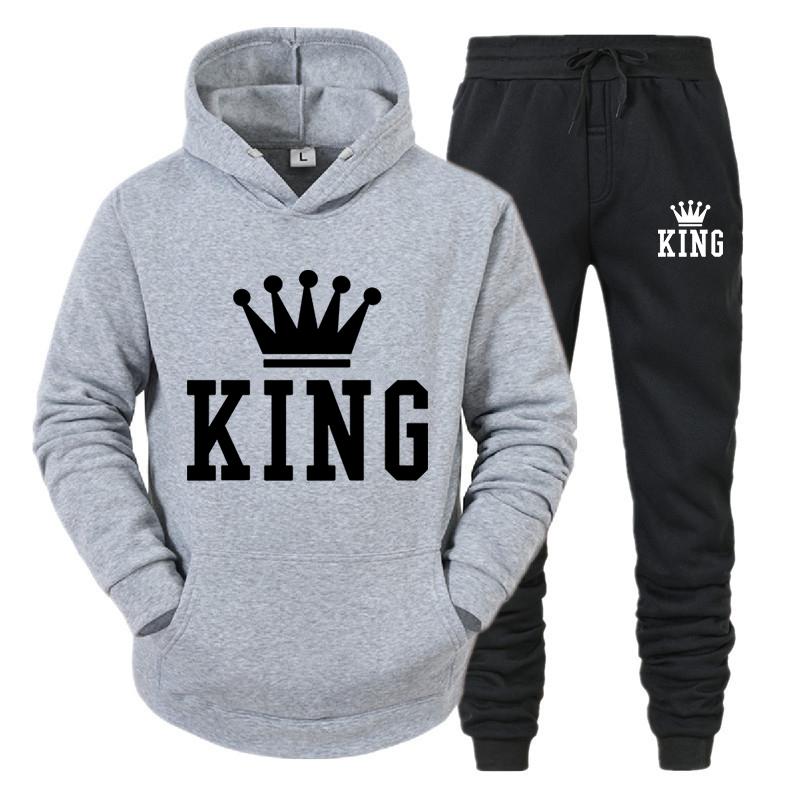 Спортивный костюм King, мужские комплекты, зимние толстовки, брюки, 2 шт., толстовки для бега, мужская осенняя толстовка, спортивный костюм