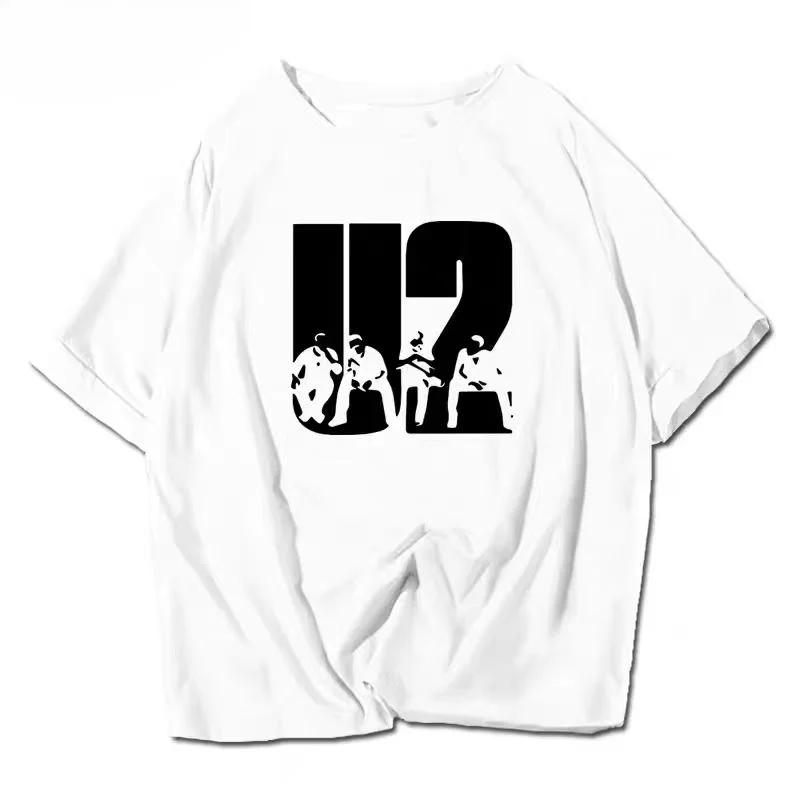 Летняя футболка большого размера с дизайном U2, одежда с принтом, ирландская рок-группа, винтажные футболки, новая унисекс, милая футболка для женщин, мужчин