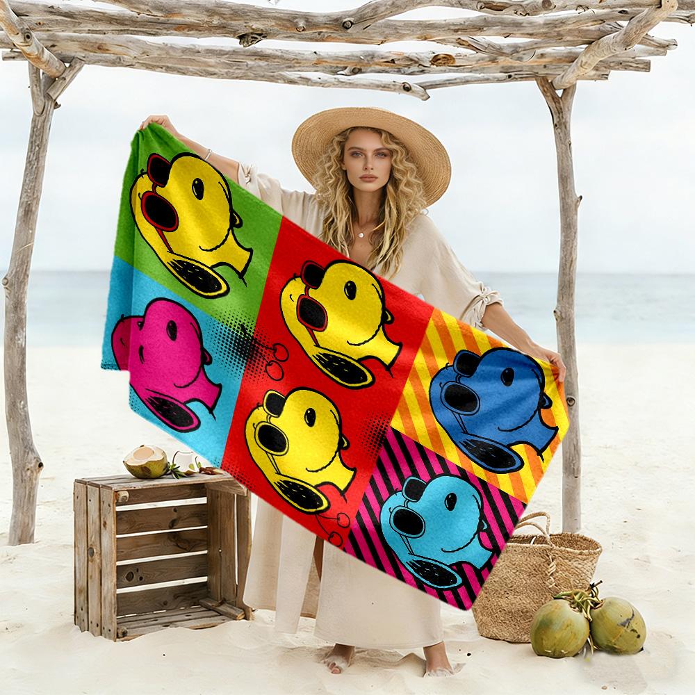 Rainbow Snoopy soft beach towel Portable Comfortable for Surfing, Swimming Vibrant Pattern Travel essential, portable for business trip & gym