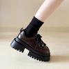 Big Head Lace-up Small Leather Shoes Women's Autumn New Platform Versatile British College Style Retro Loafers