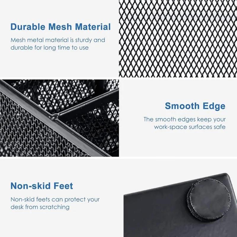 Сетчатый настольный органайзер, металлические настольные офисные принадлежности, многофункциональный держатель для ручек, канцелярские принадлежности с отделением и ящиком для офиса и дома