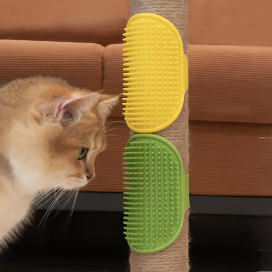 Cat Face Scratcher Brush Wall Corner Self-Cleaning Glove Massage Tool Cat Gentle Silicone Comb Teeth Easy To Install Cat Hair Removal for Kitten