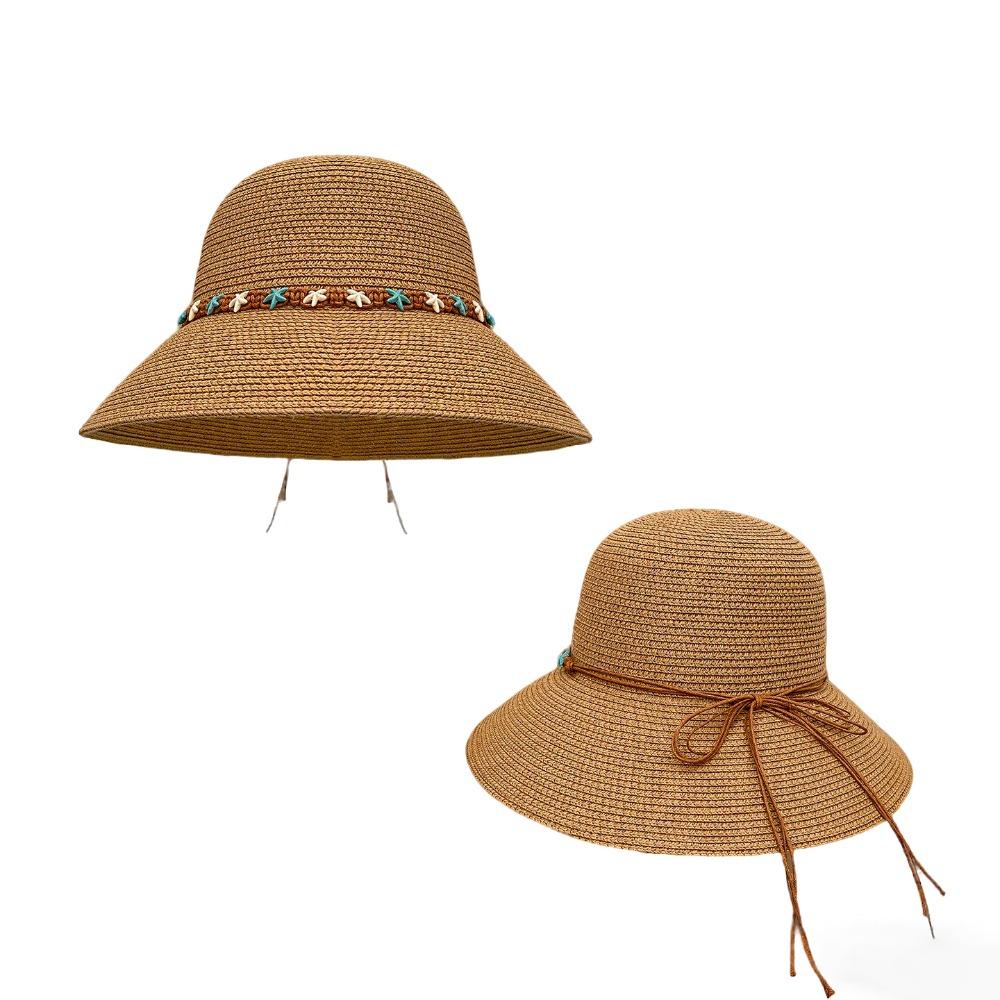 New Starfish Straw Hat Wide Brim Sun Protection Woven Hat Elegant Foldable Sunscreen Hat Summer