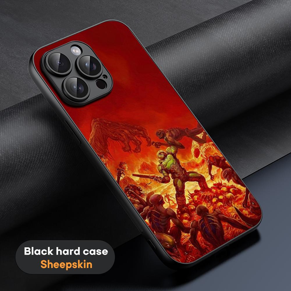 Классическая игра D-doomEs модный плакат Чехол для телефона Для iPhone 16 15 14 13 12 11 Plus Pro Max Ограниченный Черный жесткий чехол Овчина