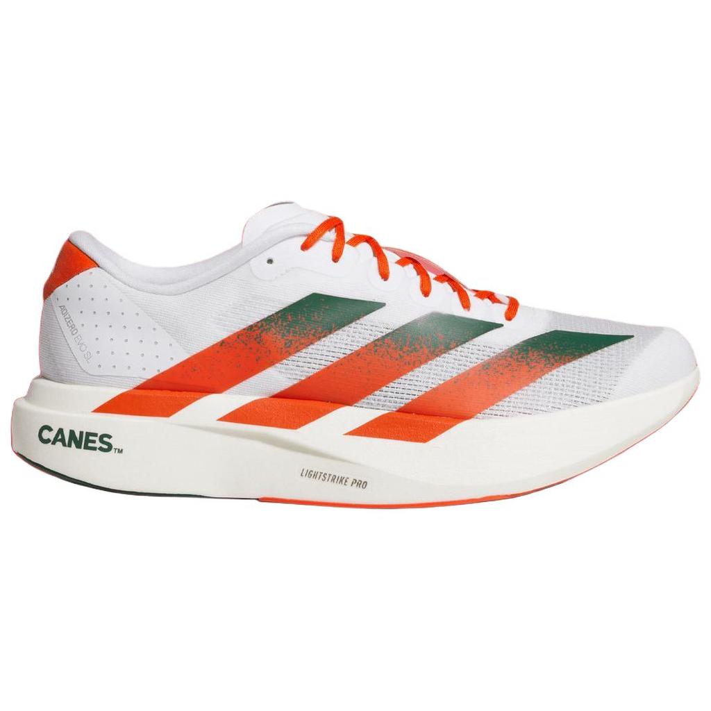 NCAA x adidas Adizero Evo SL Miami Мужские Кроссовки Белый Обувь-Белый Темно-Зеленый JQ2148