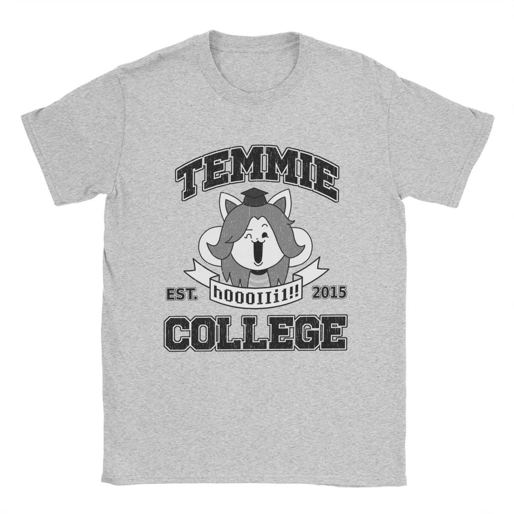 Футболка Temmie College Undertale для мужчин, чистая, для досуга, с круглым вырезом, игровая, с коротким рукавом, одежда для взрослых