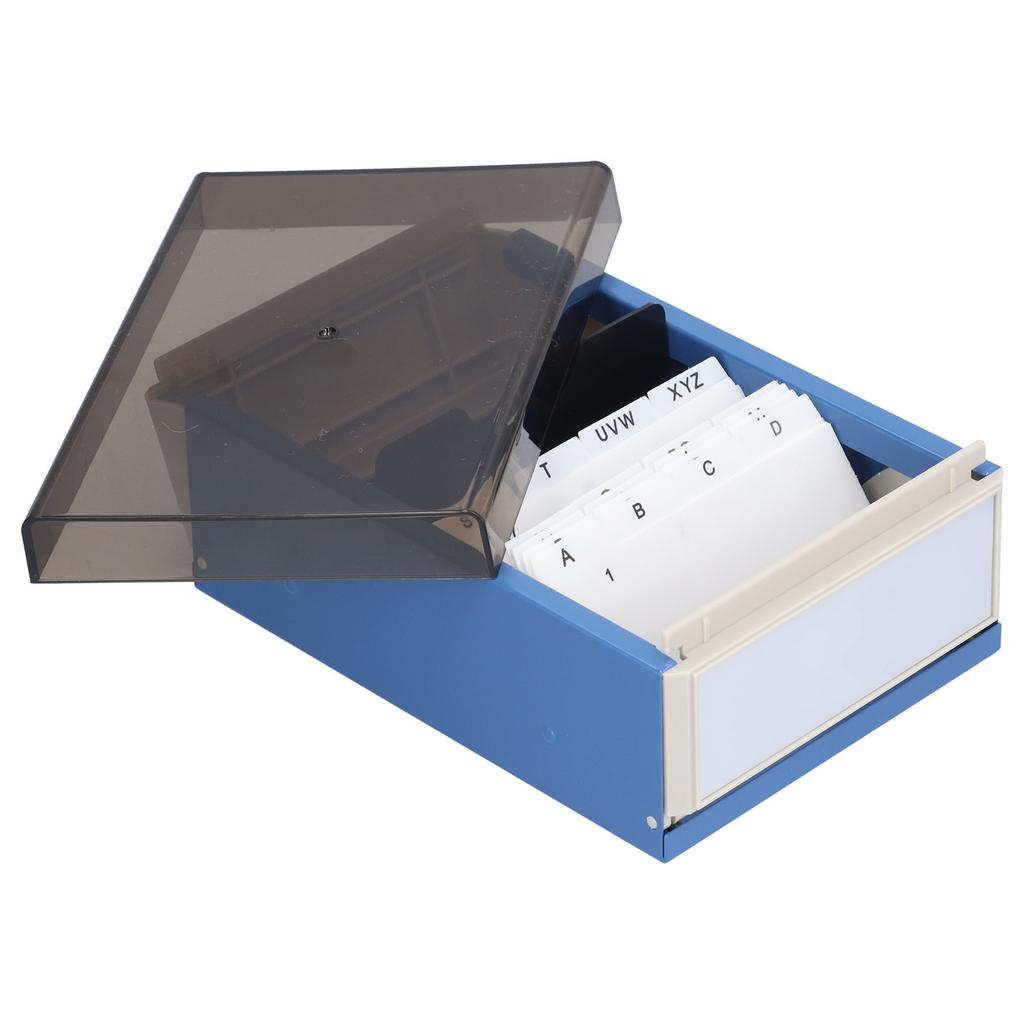 KW-trio Index Card Holder Blue Large Capacity Convenient Practical Storage Box for Office