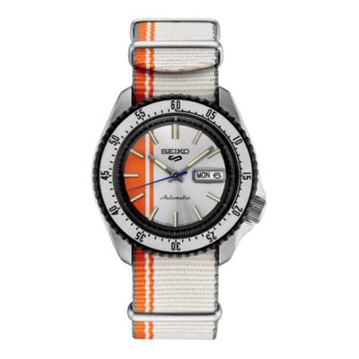 Seiko5 100 метров водонепроницаемые Автоматические нейлоновый ремешок 42,5*46 мм мужские часы серебристый циферблат SRPK73