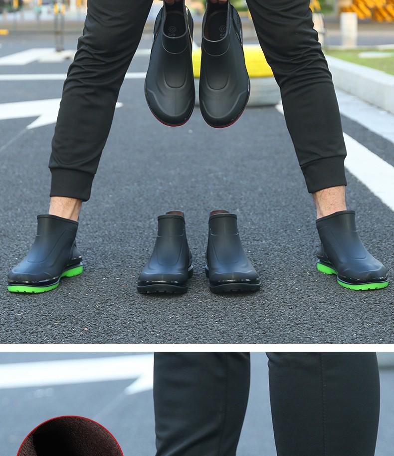Men's British Style Short Rain Boots - Waterproof, Non-slip Rubber Shoes for Kitchen & Casual Wear