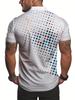 Men'S Summer Short Sleeve Polo Shirt Striped Print Button 100% Polyester Casual Style 3D Digital Print Striped Machine Washable