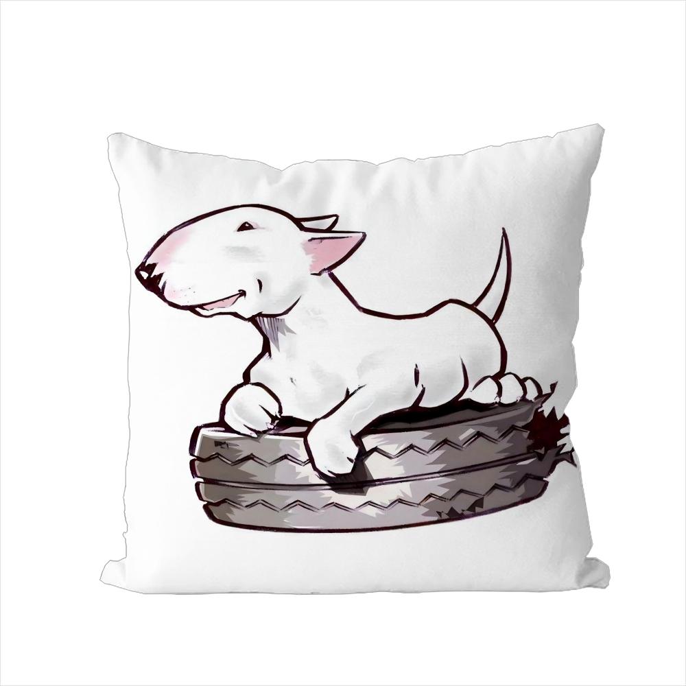 Bull Terrier Pillow Case For Car Sofa Decorative Home Doublesided Print Plush Square Throw Pillow Cushion Cover