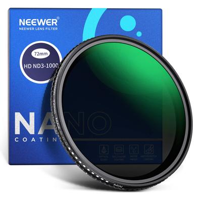 NEEWER 72 мм Переменный ND Ограниченный Стоп Нейтральной Плотности HD Оптический Нано-Алюминиевая Рамка Фильтр, ND3-ND1000, Фильтр 1.5-10, Стекло, 30-Слойный Двусторонний