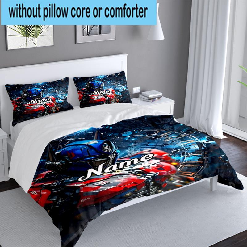 Custom Name 3PCS Robotic Warrior Adventure Bedding Set Including 1pc Duvet Cover And 2pcs Pillowcases for Bedroom, Dormitory Gift Home Decor