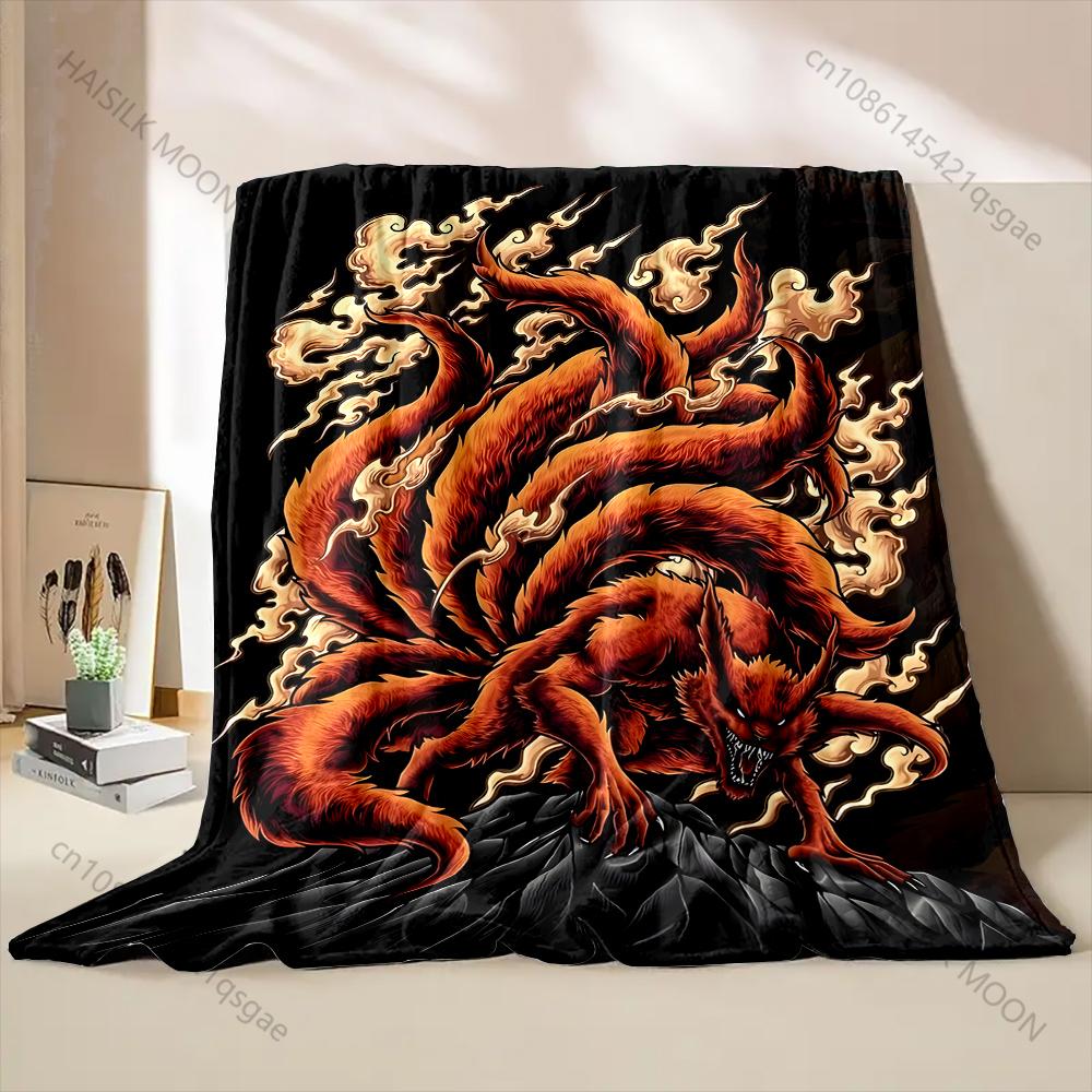 Japan Mythology Fox K-Kurama Theme Print Blanket, Large Size,Gift for Son Husband,All Seasons Bedroom Sofa Bed Decorated Blanket