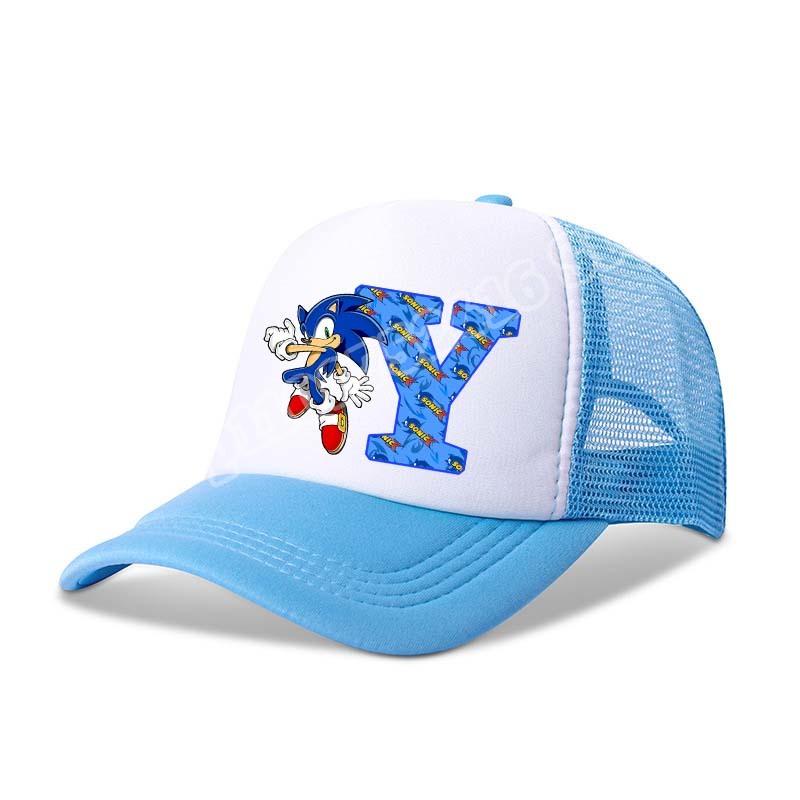 Child Baseball Caps Sonics Anime Letter A-Z Print Sun Hats Boys Girls Summer Casual Hat Child Adult Adjustable Peaked Cap Gifts