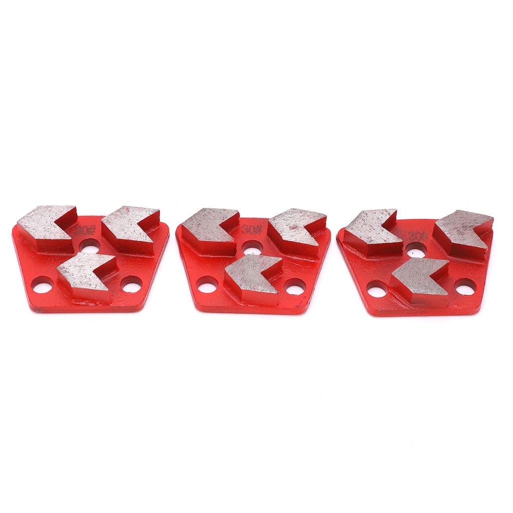 3Pcs Diamond Grinding Shoes Trapezoid Concrete Aggreesive Cutting 3 Arrow Teeth Red 30#
