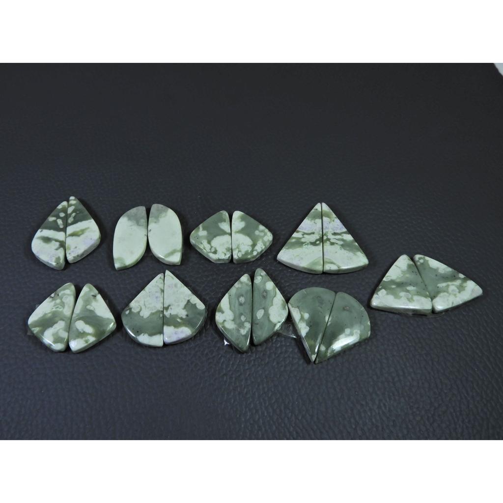 20-29 MM Natural Peace Jade Matched Pair Fancy Cabochon Gemstone 9 Pair Lot C-774