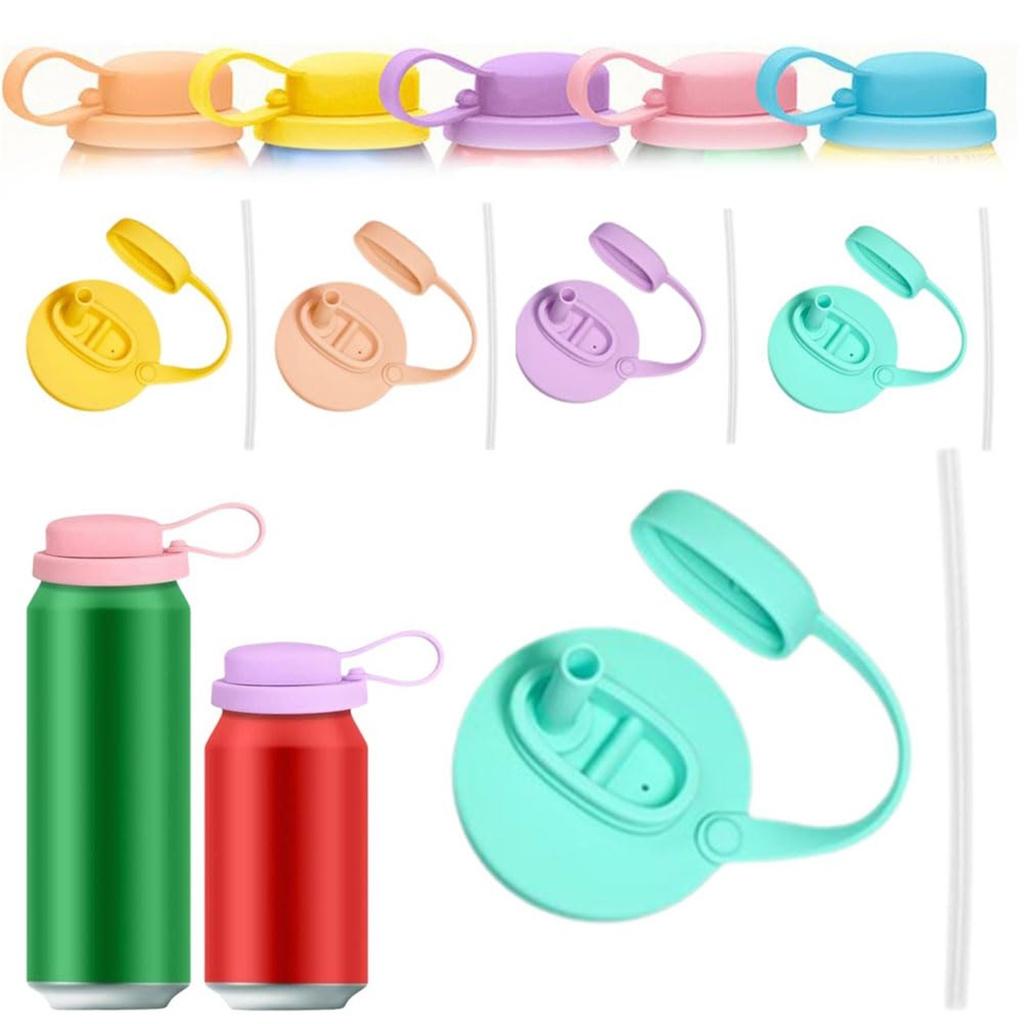 Upgrade Can Lids With Straws,New Reusable Can Lids With Silicone Straws,Silicone Covers, Beer, Juice, Beverage, Fits Standard Cans