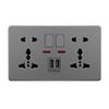 Wall Mounted UK Power Outlet with 2 USB Ports Compact Panel Power Socket