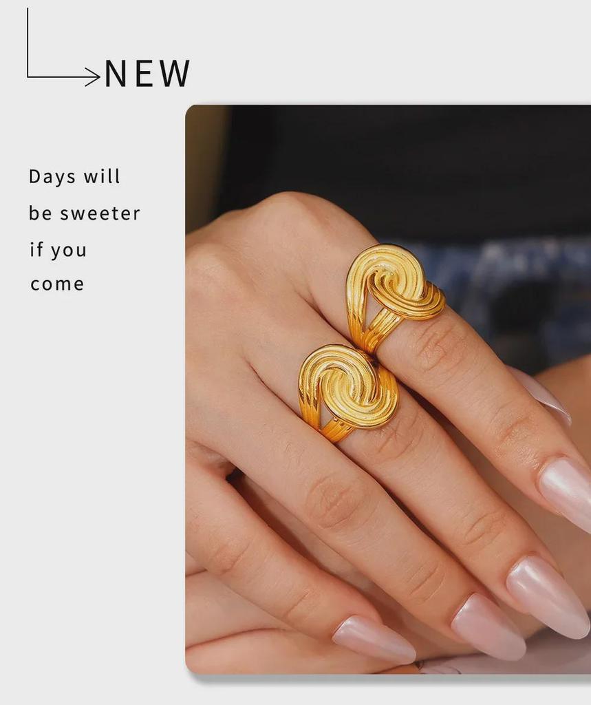 Кольцо из титановой стали с ретро-скрученной полосой с покрытием из 18-каратного золота, европейский и американский стиль