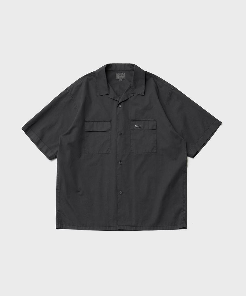 LE TIGRE Open Collar Overdyed Shirt (Almost Black)