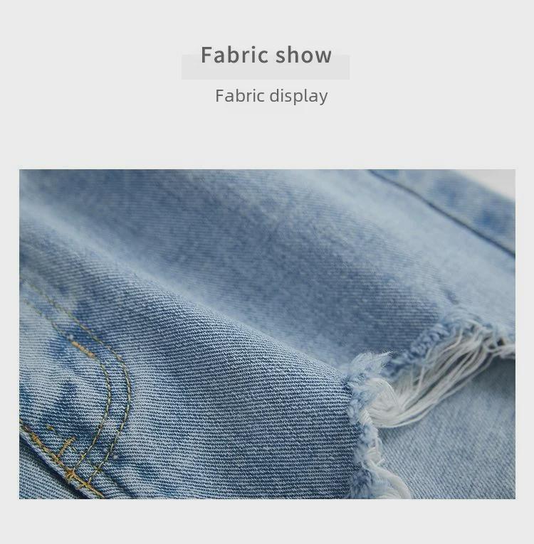 Женские шорты А-силуэта из хлопкового денима с высокой талией — лето 2025 г., необработанный край и широкие штанины