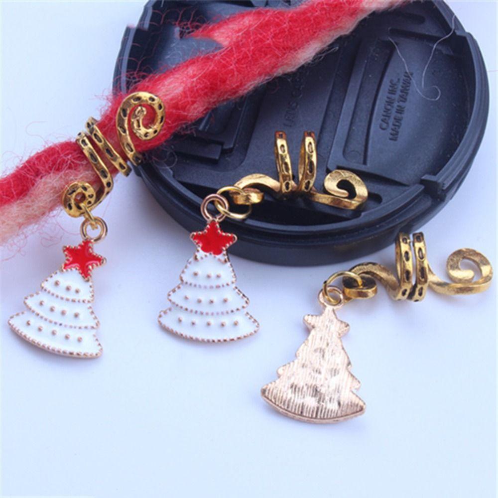 3 Pcs Santa Claus Christmas Hair Ring Spiral Hairpin Hair Braid Tubes Dreadlocks Bead