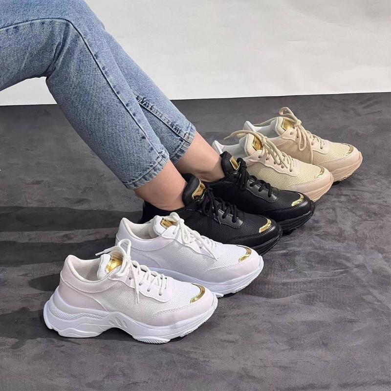 Новые сетчатые кроссовки на каблуке, женские дышащие кроссовки на платформе со шнуровкой, вулканизированная обувь для активного отдыха