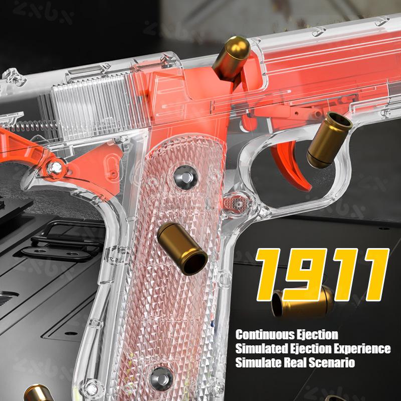 1911 Прозрачный Корпус Стреляющий Пистолет Нестреляющая Модель Пистолета с Магазином Гильзами Игрушечный Пистолет для Мальчиков на День Рождения Рождественские Подарки