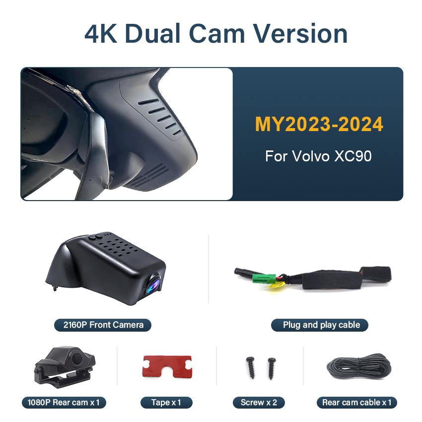 Видеорегистратор для Volvo XC90 2015 2016 2017 2018 2019 2020 2025 2025 2025 2025, Plug and Play 4K Автомобильный видеорегистратор Видеорегистратор для XC90