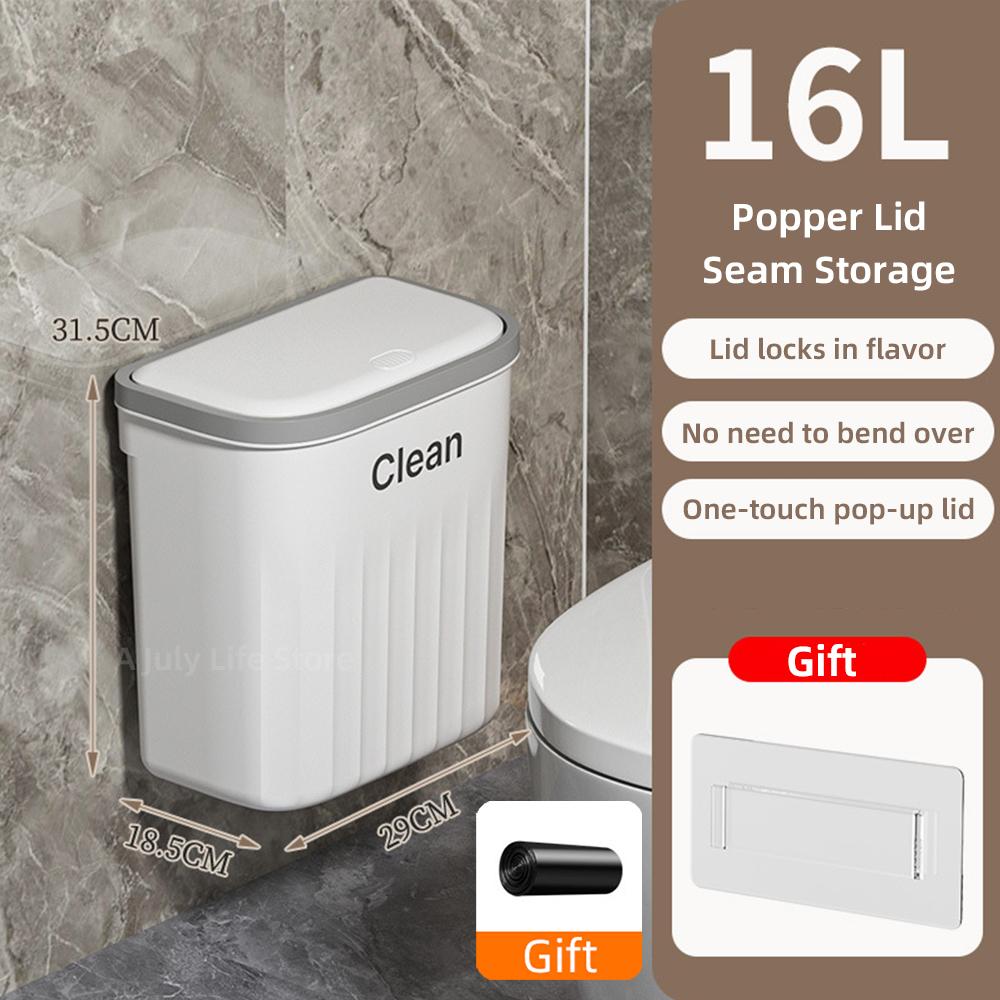 12/16л настенная мусорная корзина пресс мусорное ведро с крышкой для ванной кухни водонепроницаемый узкий шов мусорное ведро мусорное ведро