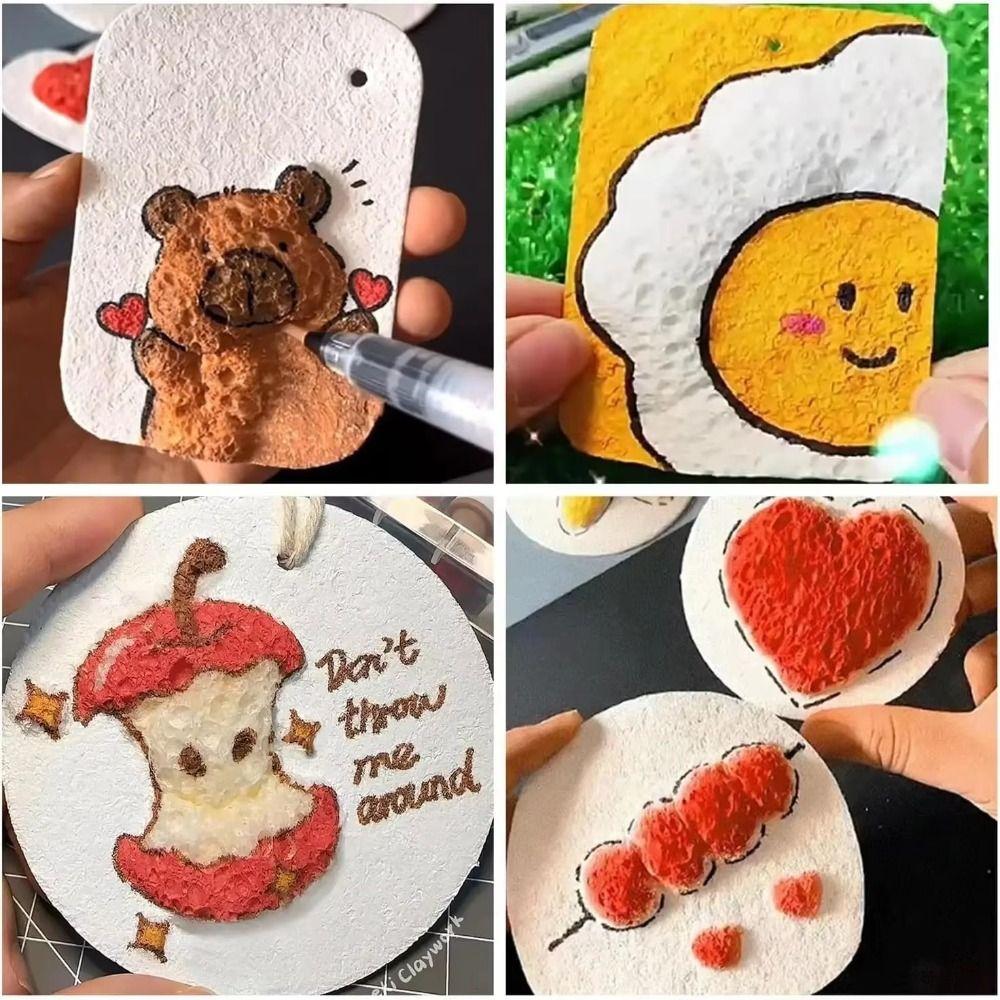 10Pcs Educational Toys Foam Texture Painting Paper Round Shape 3D Round Board Paper Handicraft Toy