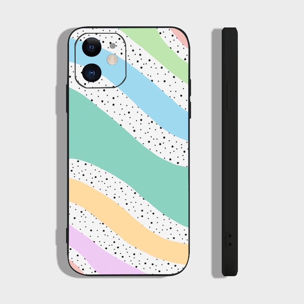 Colorful Waves Phone Case For IPhone 17 Air 16 15 14 13 Pro Max 11 12 Black Silicone Cover