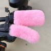 2pcs Gloves+2pcs Handbrake Sleeves Universal Motorcycle Handlebars Electric Scooter Warm Rabbit Like Plush Handlebar Gloves